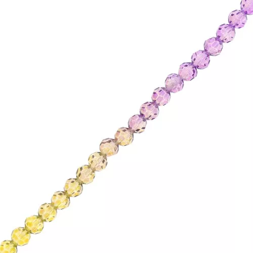 Perline tonde sfaccettate 4 mm - Tie and dye - Viola - Verde x37cm