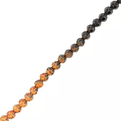 Perline tonde sfaccettate 4 mm - Tie and dye - Nero - Marrone x37cm