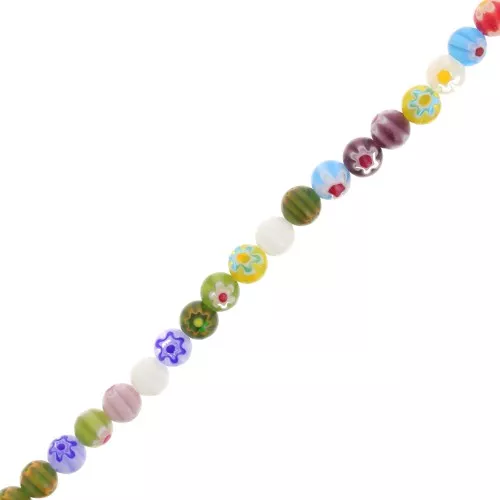 Perle di vetro Millefiori 8 mm - Multicolore x36cm
