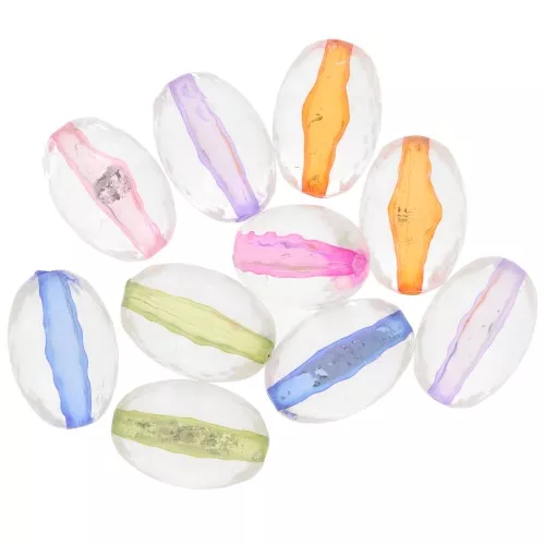 Perle di oliva sfaccettate assortite 14x10 mm - Trasparente - Multicolore x10