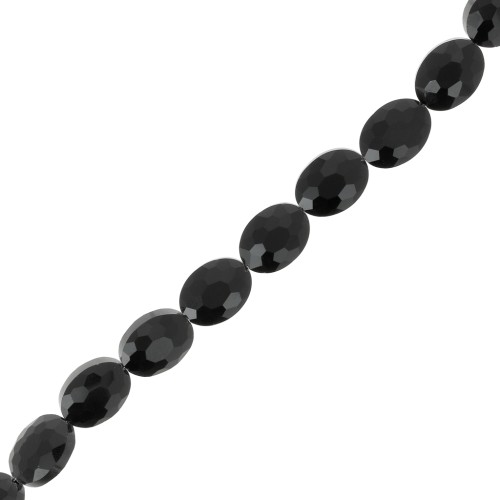Perline di vetro sfaccettate ovali 16x12 mm - Jet x32cm