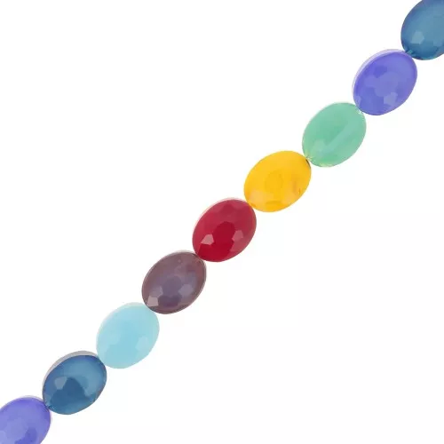 Perle di vetro ovali sfaccettate 16x12 mm - Multicolore x38cm
