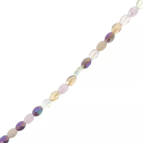 Perline ovali di vetro sfaccettato 8x6 mm - Mix Rose - Lilac x58cm
