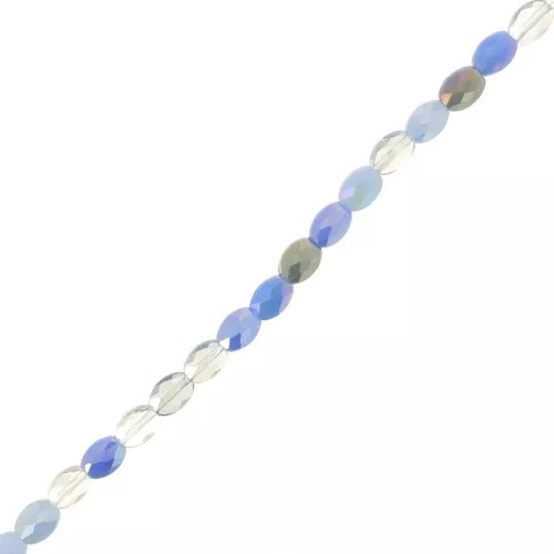 Perle ovali di vetro sfaccettato 8x6 mm - Mix Blu - Grigio x58cm