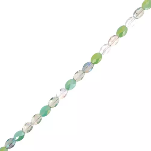 Perle ovali di vetro sfaccettato 8x6 mm - Mix Green - Cristallo x58cm
