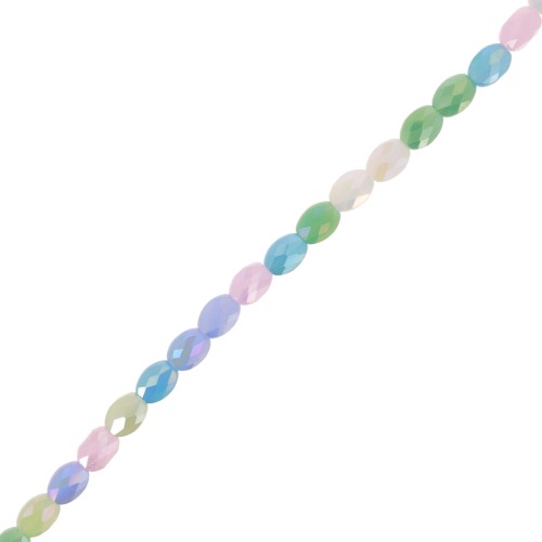 Perline ovali di vetro sfaccettato 8x6 mm - Mix Blu - Verde x58cm