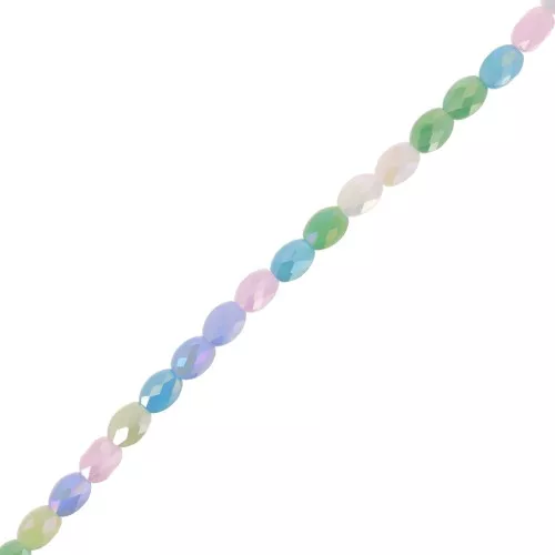 Perline ovali di vetro sfaccettato 8x6 mm - Mix Blu - Verde x58cm