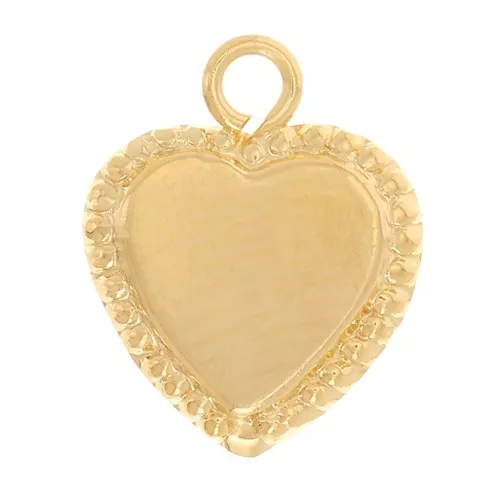 Ciondolo a forma di cuore 9,5x8 mm con piccole palline - Gold filledx1