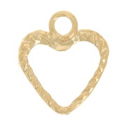 Mini ciondolo a cuore cavo 8x7 mm effetto corda - Gold filled x1|raw }}