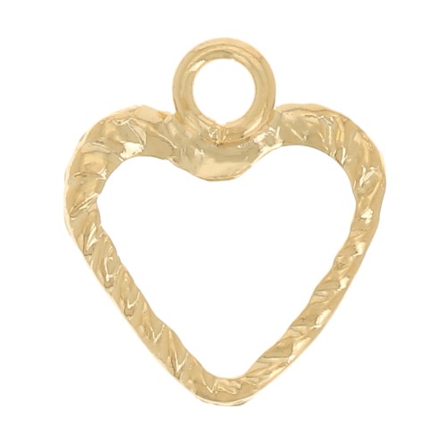 Mini ciondolo a cuore cavo 8x7 mm effetto corda - Gold filled x1