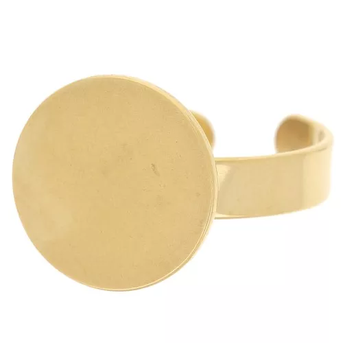 Anello regolabile per cabochon a base piatta da 14 mm - Acciaio inox304 dorato x1
