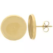 Orecchini perno per cabochon a dorso piatto da 14 mm - Acciaio inox304 dorato x2