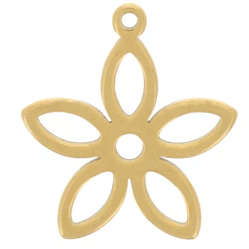 Pendente fiore scavato 17,5x16 mm - Acciaio inossidabile 304 dorato x1