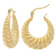 Orecchini cerchio curvo 25 mm - Acciaio inossidabile 304 dorato x2