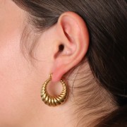 Orecchini cerchio curvo 25 mm - Acciaio inossidabile 304 dorato x2