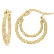 Orecchini a cerchi doppio filo da 18 mm -effetto corda -acciaio inox 304 dorato x2