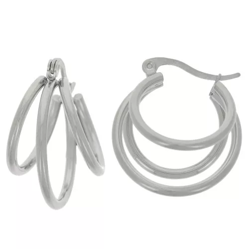 Orecchini a cerchio 3 fili 24 mm - Acciaio inox 304 x2