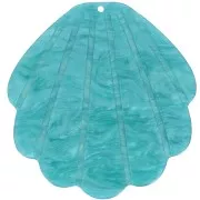 Pendente conchiglia in acetato 50x48 mm - Perla blu pavone x1