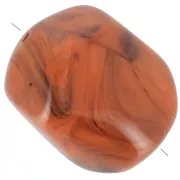 Perle baroque irrégulière en résine opaque 22x17 mm - Terracotta marbré x1