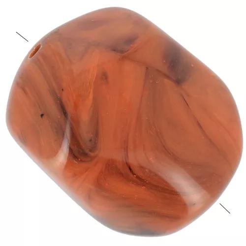 Perla barocca irregolare in resina opaca 22x17 mm - Terracotta marmorizzata x1
