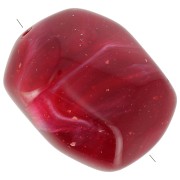 Perla barocca irregolare in resina opaca 22x17 mm - Rosso scuro marmorizzato con Brillantini