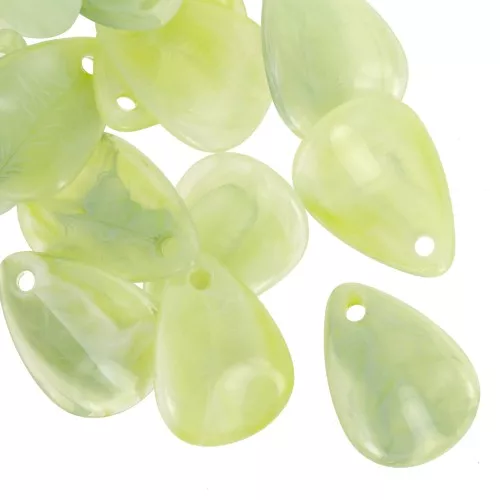 Zecchini petali di fiori da 17mm in acrilico -Lichene marmorizzato - Bianco x15