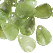 Zecchini petalo di fiore curvo da 17mm in acrilico-marmorizzato oliva - bianco x15