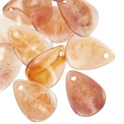 Zecchini petalo di fiore curvo da 17 mm in acrilico - Ambra marmorizzata x15