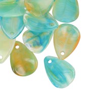 Zecchini petalo di fiore curvo da 17 mm in acrilico - Verde marmorizzato - Blu x15|raw }}