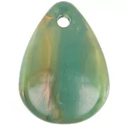 Zecchini petalo di fiore curvo da 17mm - verde marmorizzato - arancione x15