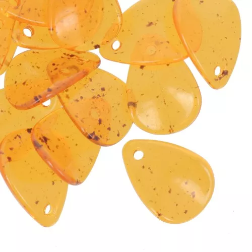 Zecchini petalo di fiore curvo da 17 mm in acrilico - Ambra screziata x15