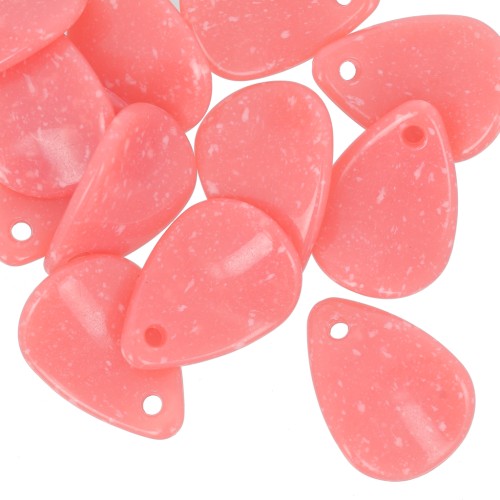 Zecchini petalo di fiore curvo da 17 mm in acrilico - Rosa corallo screziato x15