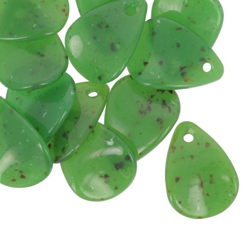 Zecchini petalo di fiore curvo da 17 mm in acrilico - Verde scuro screziato x15