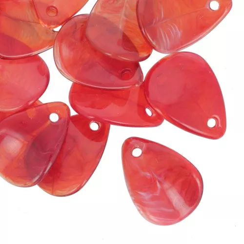 Zecchini petalo di fiore curvo da 24,5 mm in acrilico - Red Marble x6