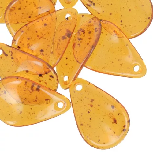Zecchini petalo di fiore curvo da 24,5 mm in acrilico - Ambra screziata x6