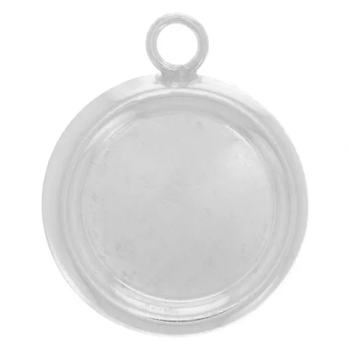Pendente castone rotondo per cabochon a base piatta 12 mm - Argento 925 x1