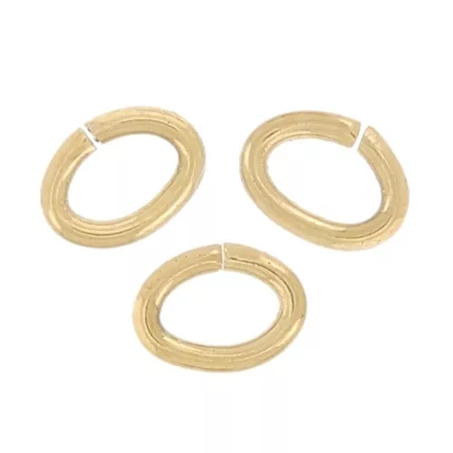 Anelli ovali aperti 3x2x0,5 mm - Acciaio inossidabile 316L dorato x10