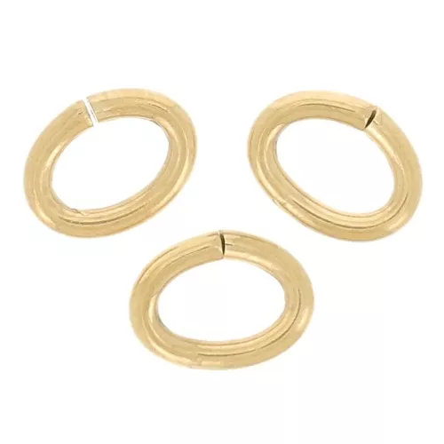 Anelli ovali aperti 4x3x0,7 mm - Acciaio inossidabile 316L dorato x10