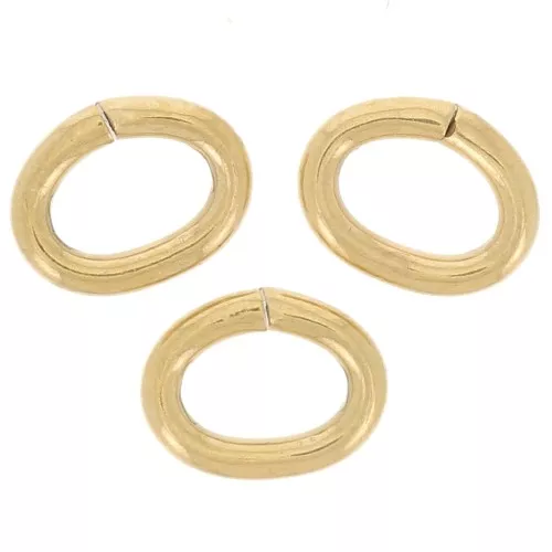 Anelli ovali aperti 5,8x4,5x1 mm - Acciaio inossidabile 316L dorato x10
