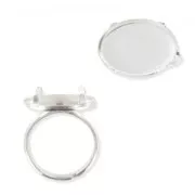 Anello Castone retro piatto mm. 18x13 orizzontale Argento 925 x1