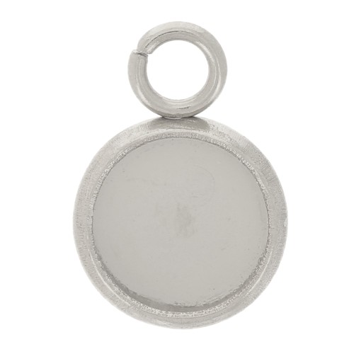 Castone pendente per cabochon a fondo piatto da 6 mm - Acciaio inossidabile 304 x1