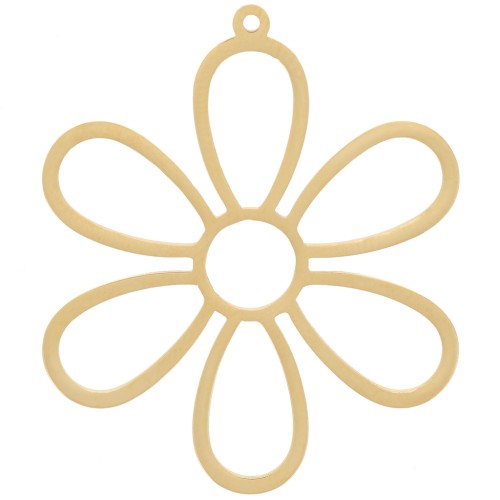 Pendente fiore scavato da 27,5 mm - Acciaio inossidabile 304 dorato x1