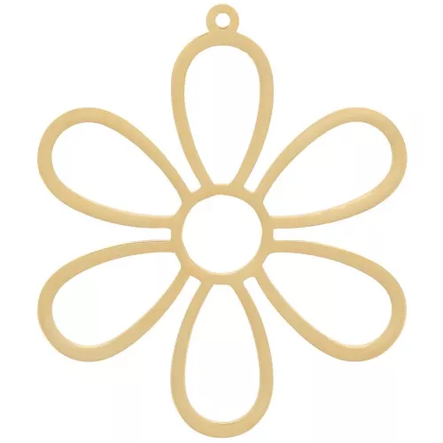 Pendente fiore scavato da 27,5 mm - Acciaio inossidabile 304 dorato x1