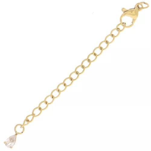 Chiusura a moschettone da 10 mm - catena e goccia CZ Acciaio inox 304 dorato