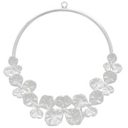 Pendente forma di cerchio da 38 mm con fiori - Acciaio inox 304L x1|raw }}