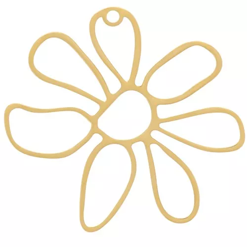 Pendenti a fiore traforato 33x35 mm - Acciaio inossidabile 304 Dorato x2