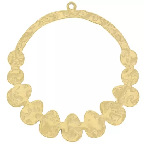 Pendendi etnici rotondi martellati 33mm - Acciaio inossidabile 316L dorato x2