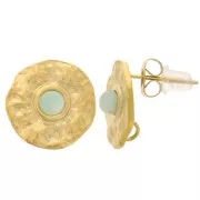 Orecchini perno martellati da 15 mm per cabochon da 3 mm in acciaio inossidabile 304L Dorato x2