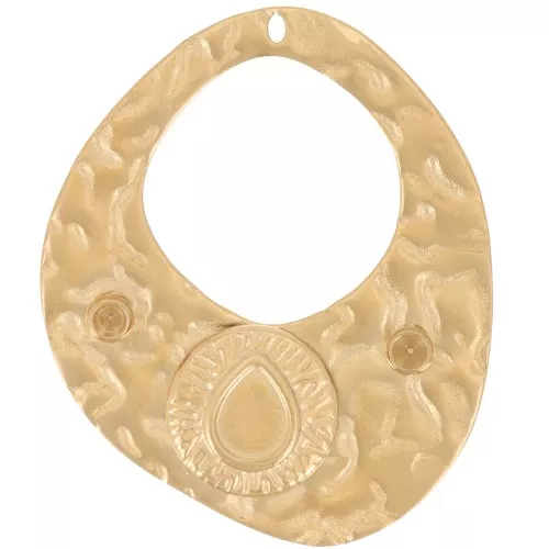 Pendenti irregolari 32x27mm con cabochon 1088 1,8mm in acciaio inox 304L dorato x2