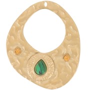 Pendenti irregolari 32x27mm con cabochon 1088 1,8mm in acciaio inox 304L dorato x2